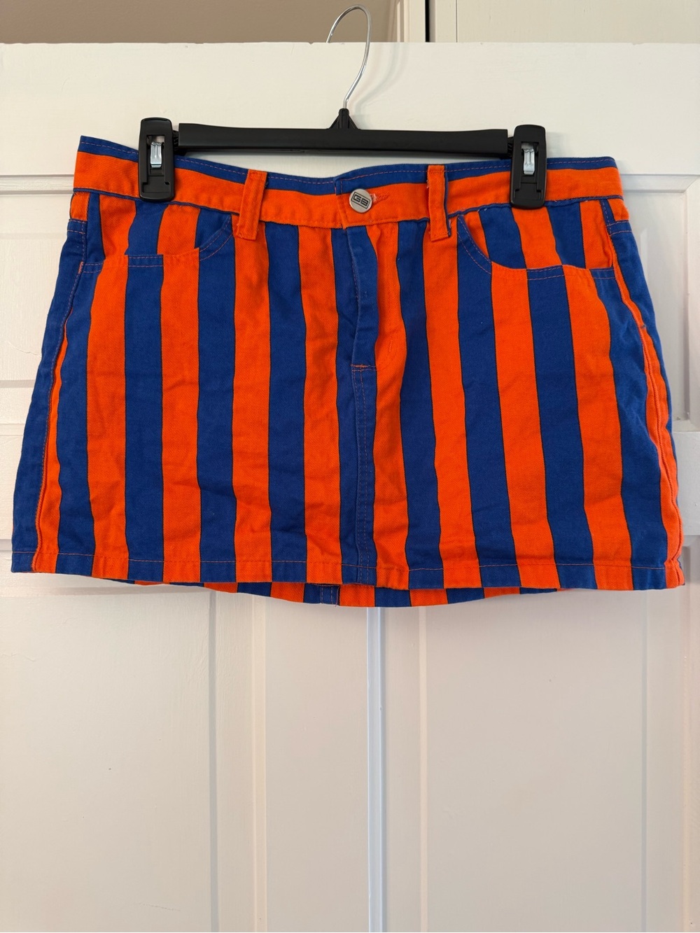 Striped Blue & Orange Mini Skirt